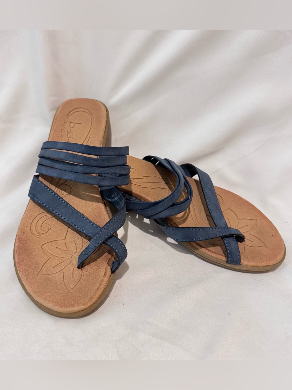 b.o.c Women's Alisha Toe Loop Flat Sandals in Denim Blue Size 7 Boho Strappy EUC